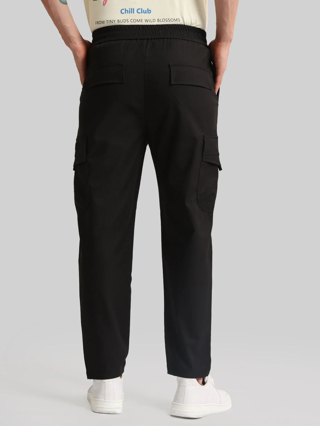 Embossed Flap Pocket Black Cargo