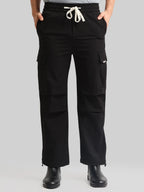 Twin Fold Pocket Black Baggy Fit Cargo