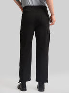 Twin Fold Pocket Black Baggy Fit Cargo