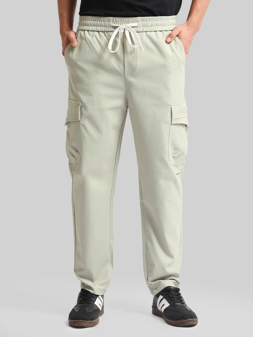 Embossed Flap Pocket Grey Cargo
