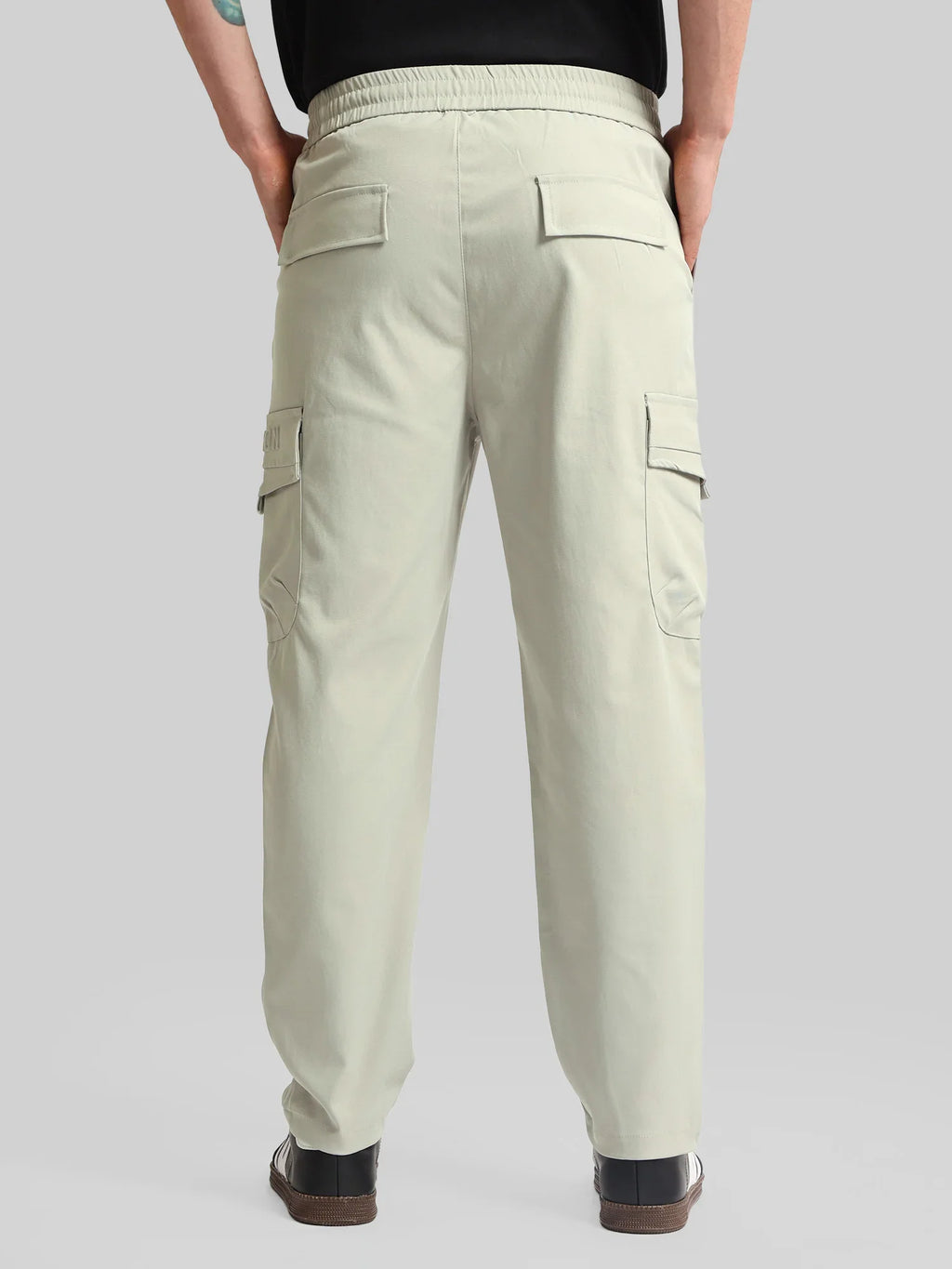Embossed Flap Pocket Grey Cargo