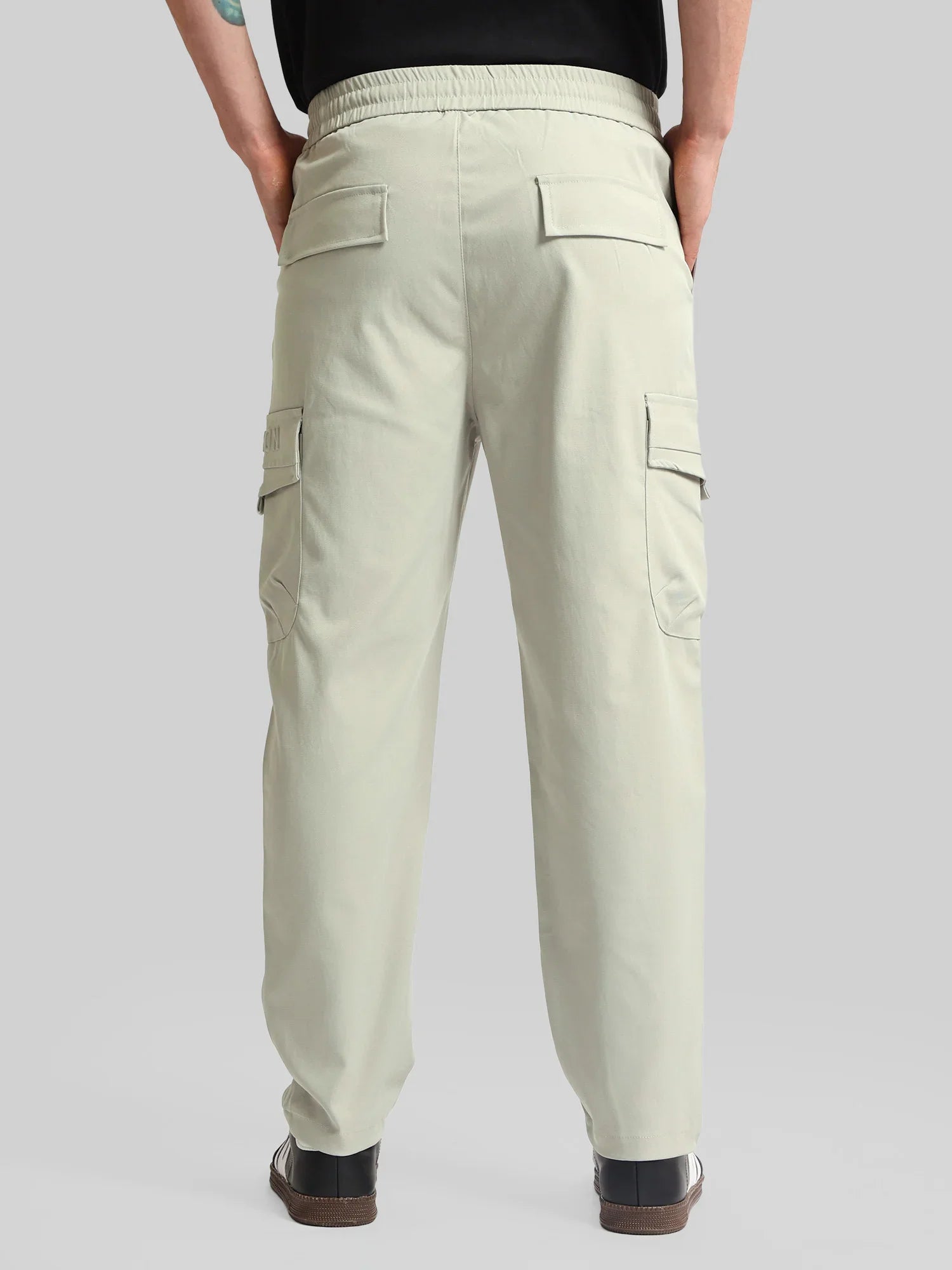 Embossed Flap Pocket Grey Cargo