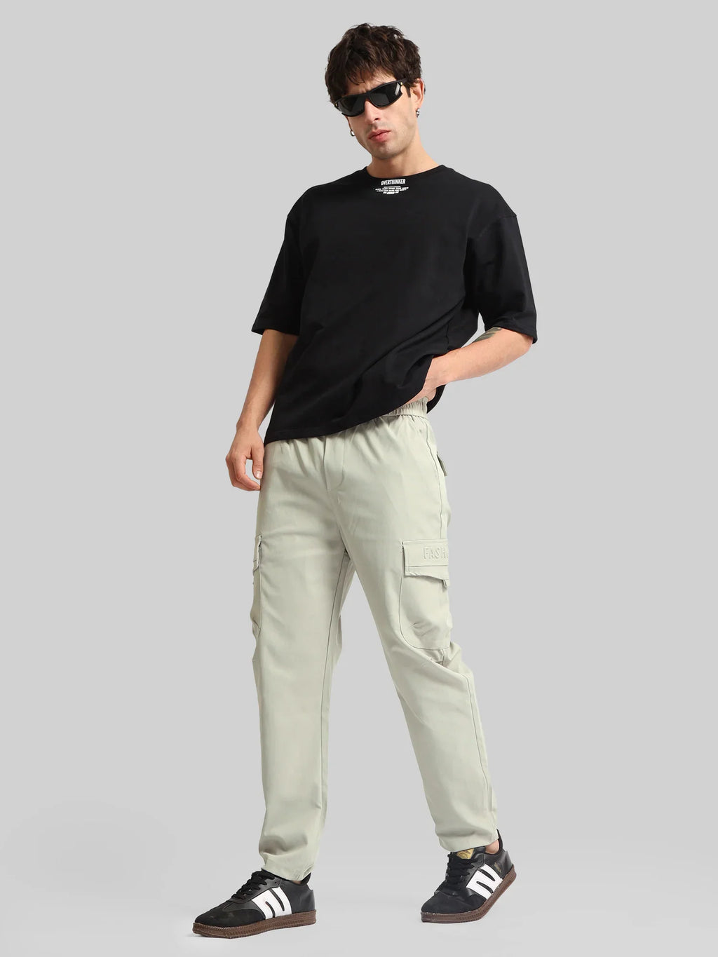 Embossed Flap Pocket Grey Cargo
