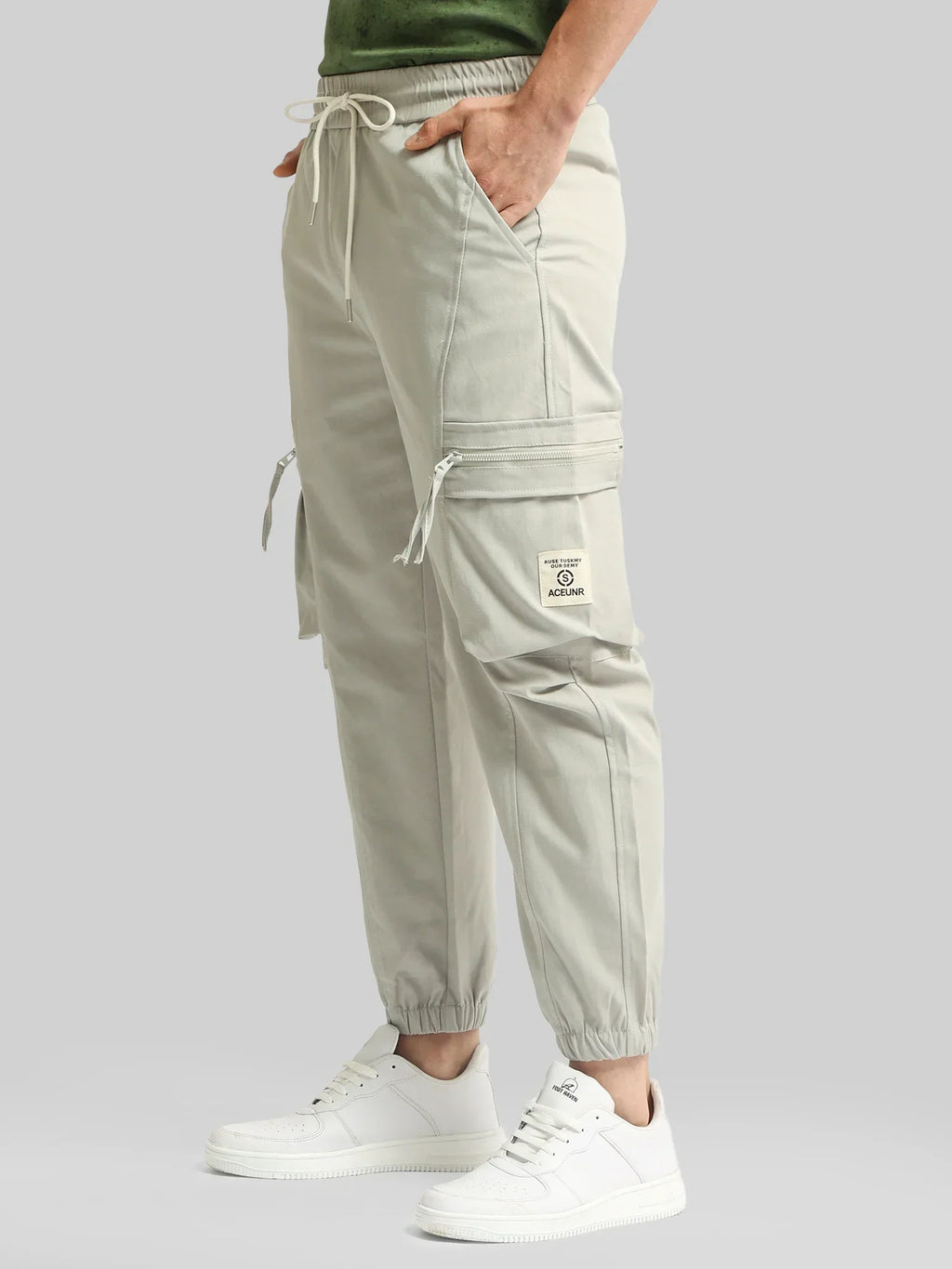 Grey Cargo Pant with Side Patch Pocket