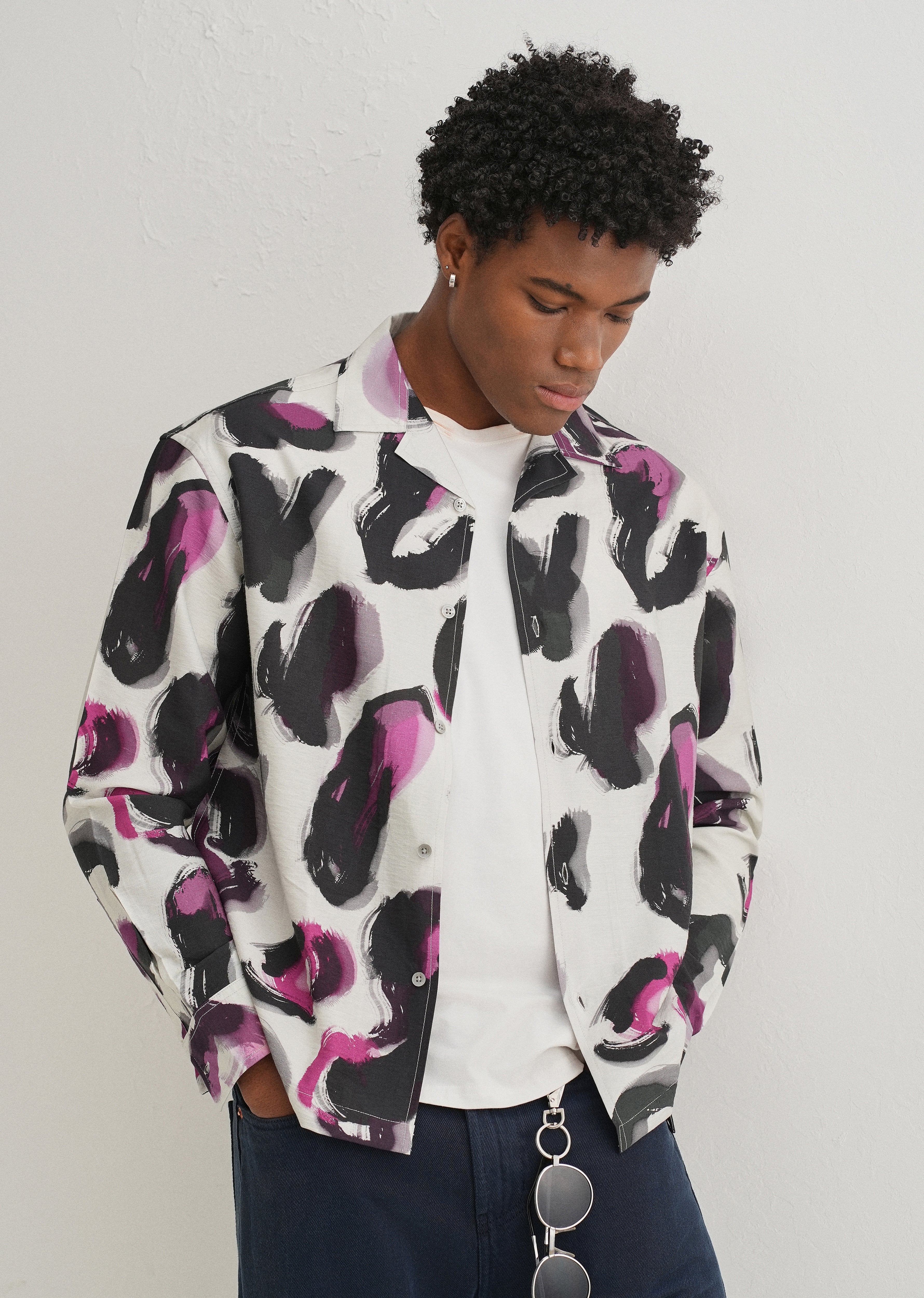 Magenta Noir Art Printed Shirt