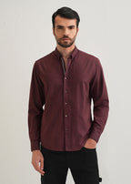Mahogany Red Contrast Placket Shirt