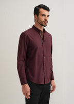 Mahogany Red Contrast Placket Shirt