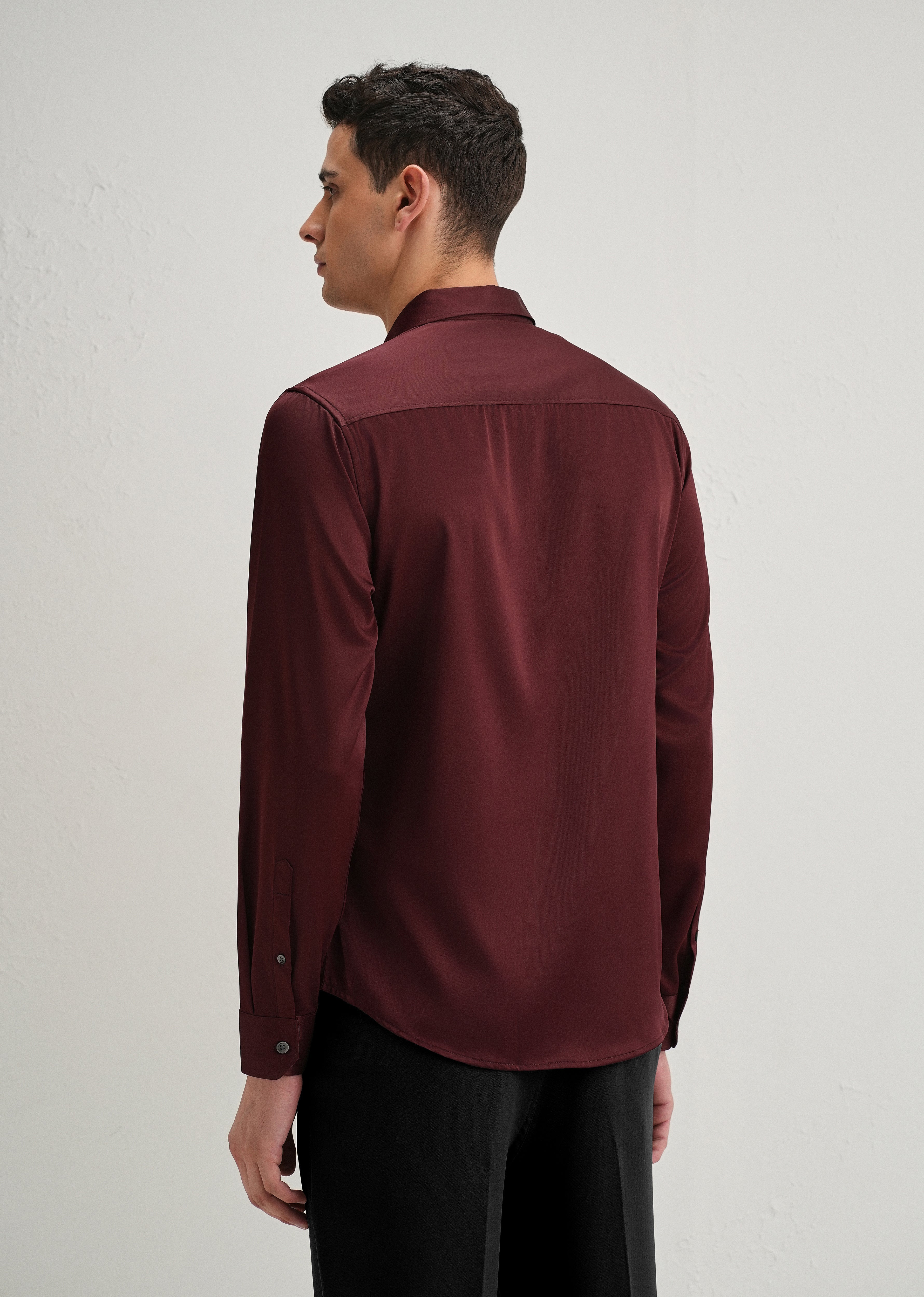 Maroon Premium Satin-Finish Plain Shirt