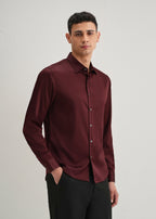 Maroon Premium Satin-Finish Plain Shirt