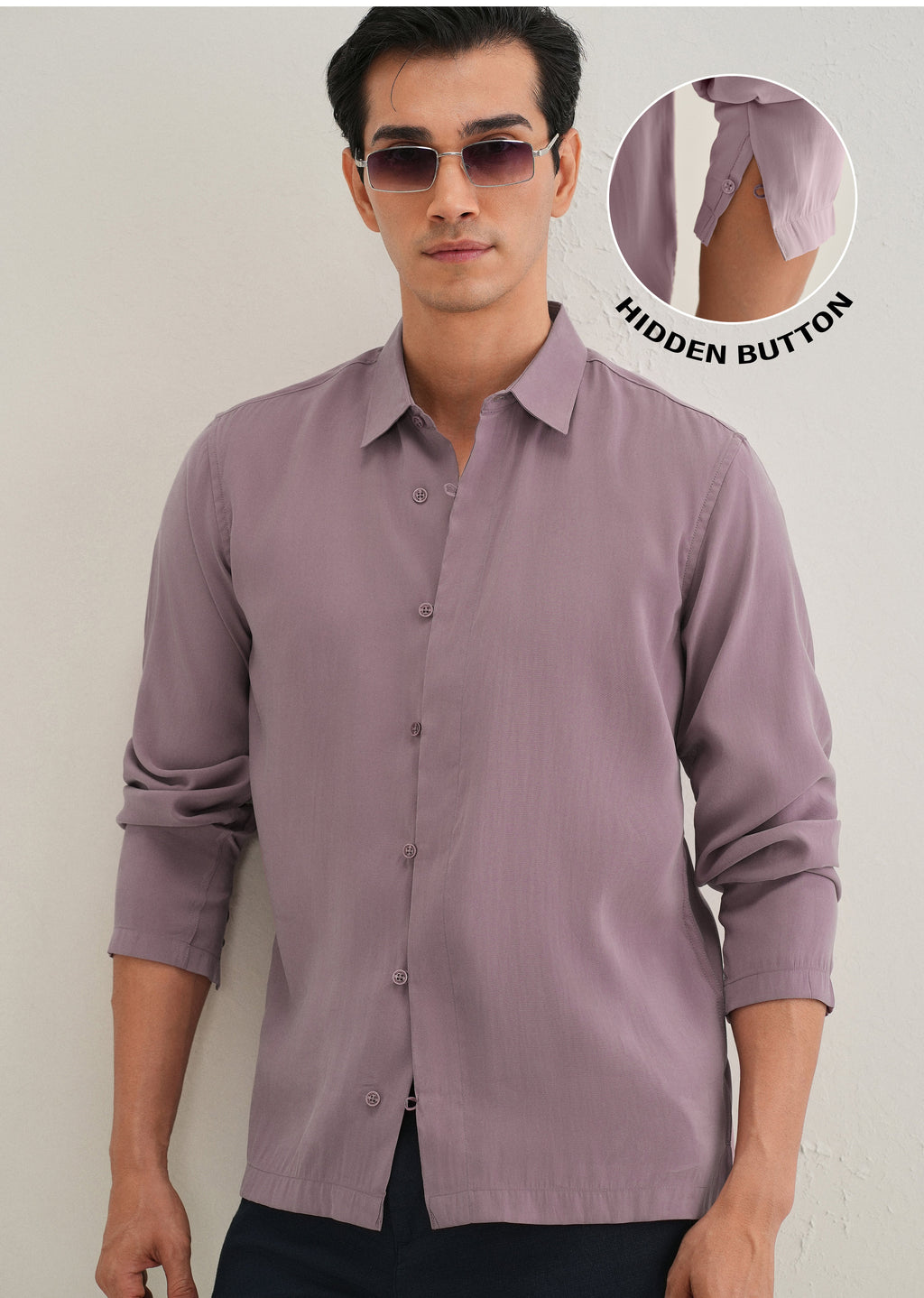 Mauve Loop Button-Down Plain Shirt