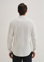 Metallic Bird Brooch White Designer Shirt