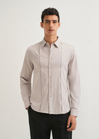 Mink Gray Front Panel Open Pleat Shirt