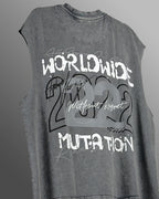 Mutation Grey Acid Wash Boxy Vest