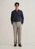 Navy Blue Plain Stitchless Placket Shirt