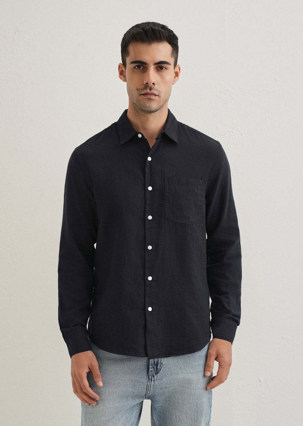 Navy Blue Double Cloth Cotton Shirt