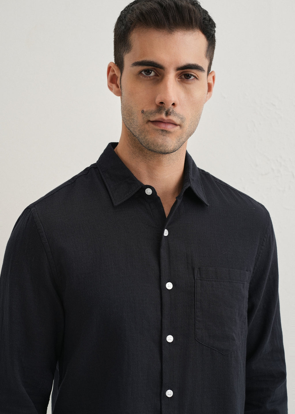 Navy Blue Double Cloth Cotton Shirt
