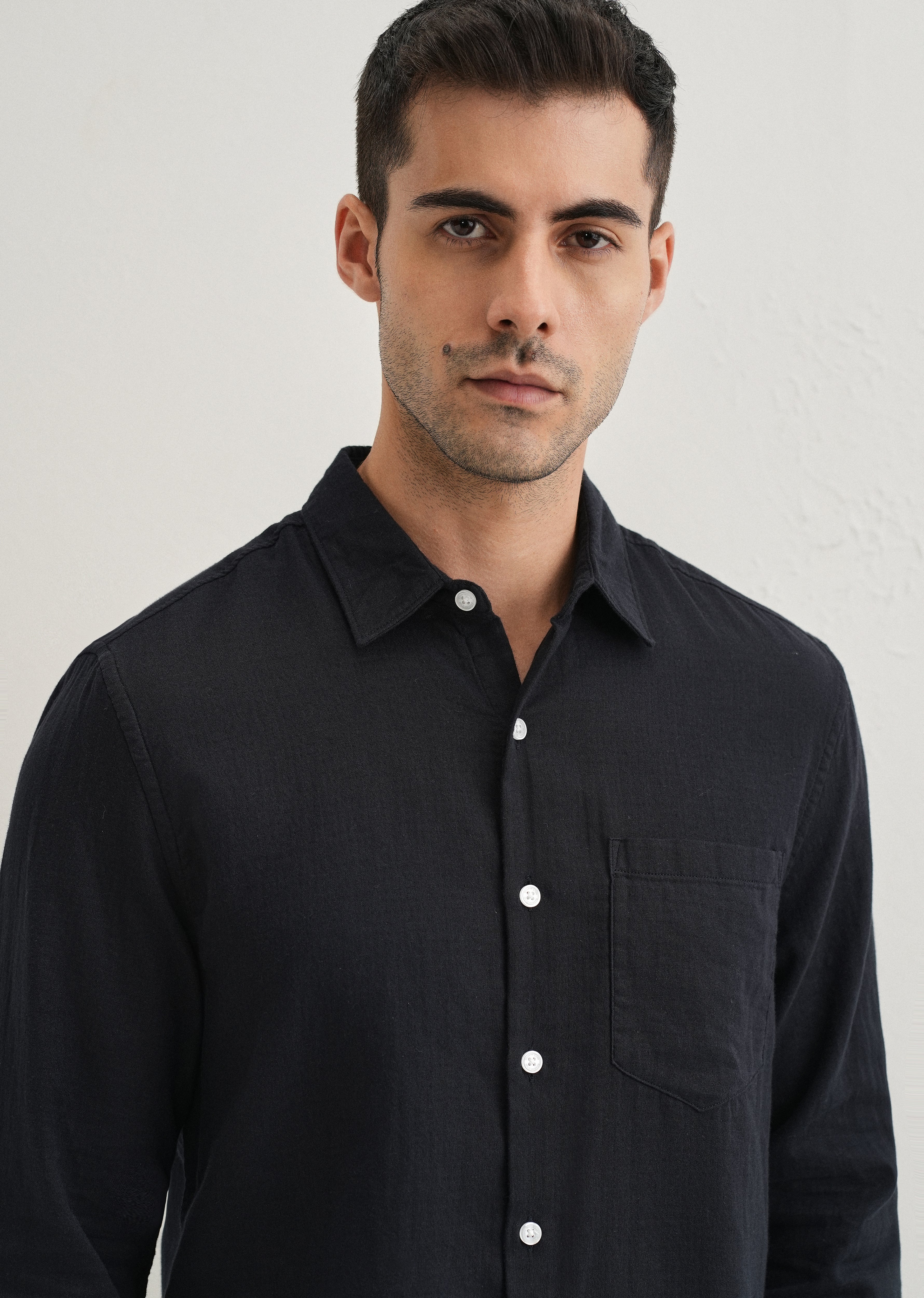 Navy Blue Double Cloth Cotton Shirt