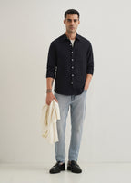 Navy Blue Double Cloth Cotton Shirt