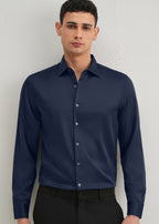 Navy Blue Premium Satin-Finish Plain Shirt