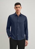 Navy Blue Premium Satin-Finish Plain Shirt