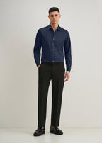 Navy Blue Premium Satin-Finish Plain Shirt