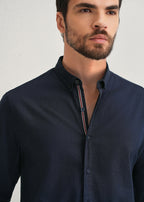 Navy Blue Contrast Placket Shirt