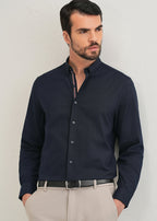 Navy Blue Contrast Placket Shirt