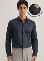 Navy Blue Plain Stitchless Placket Shirt