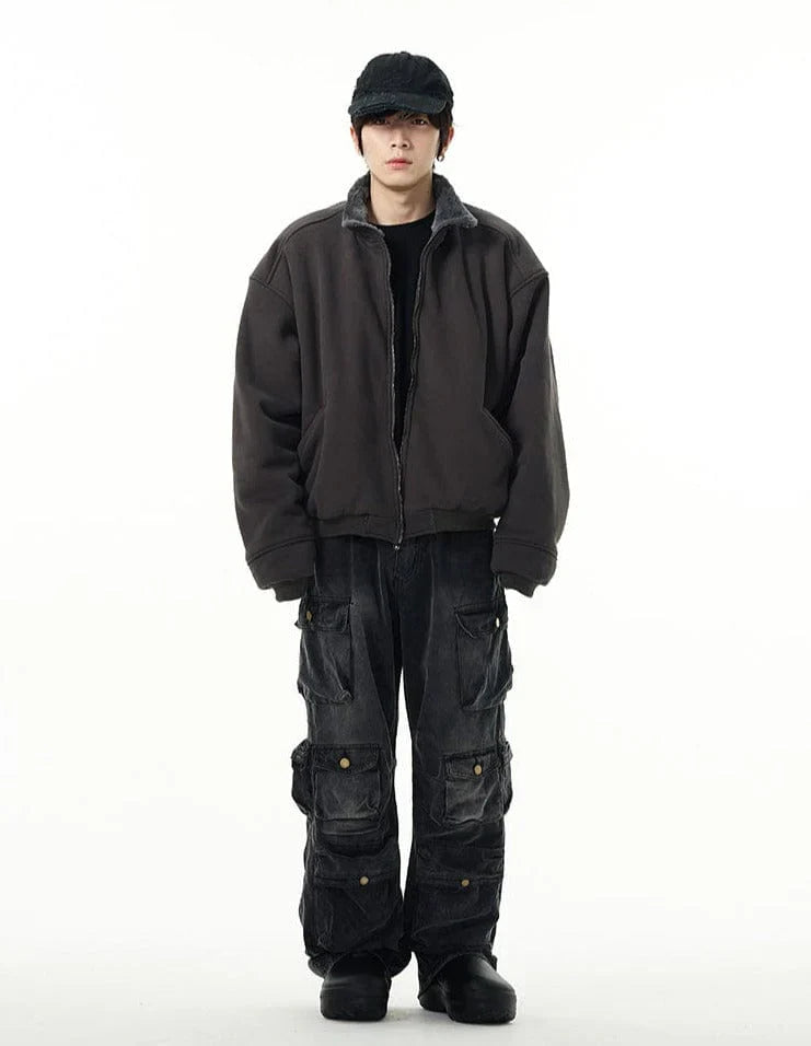 Faded Black Multi Purpose Pocket Baggy Cargo Jeans