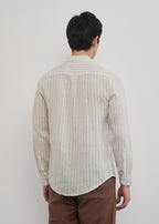 100% Linen Off-White Classic Stripe Shirt