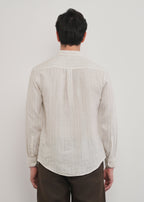 100% Linen Off-White Dual Stripe Shirt