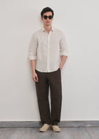 100% Linen Off-White Dual Stripe Shirt