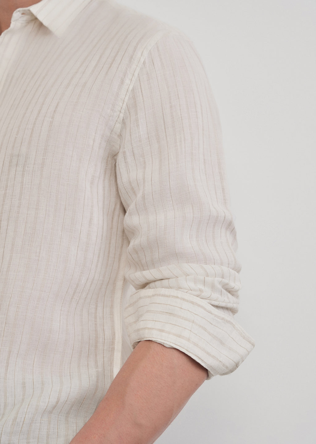 100% Linen Off-White Dual Stripe Shirt
