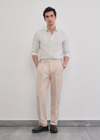 100% Linen Off-White Self-Stripe Shirt