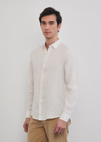 100% Linen Off-White Stripe Shirt