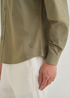 Olive Green Contrast Placket Shirt
