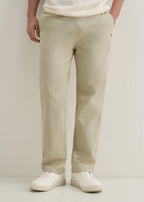 Pale Khaki Drawstring Cotton Linen Pant