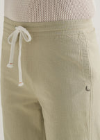 Pale Khaki Drawstring Cotton Linen Pant