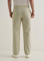 Pale Khaki Drawstring Cotton Linen Pant