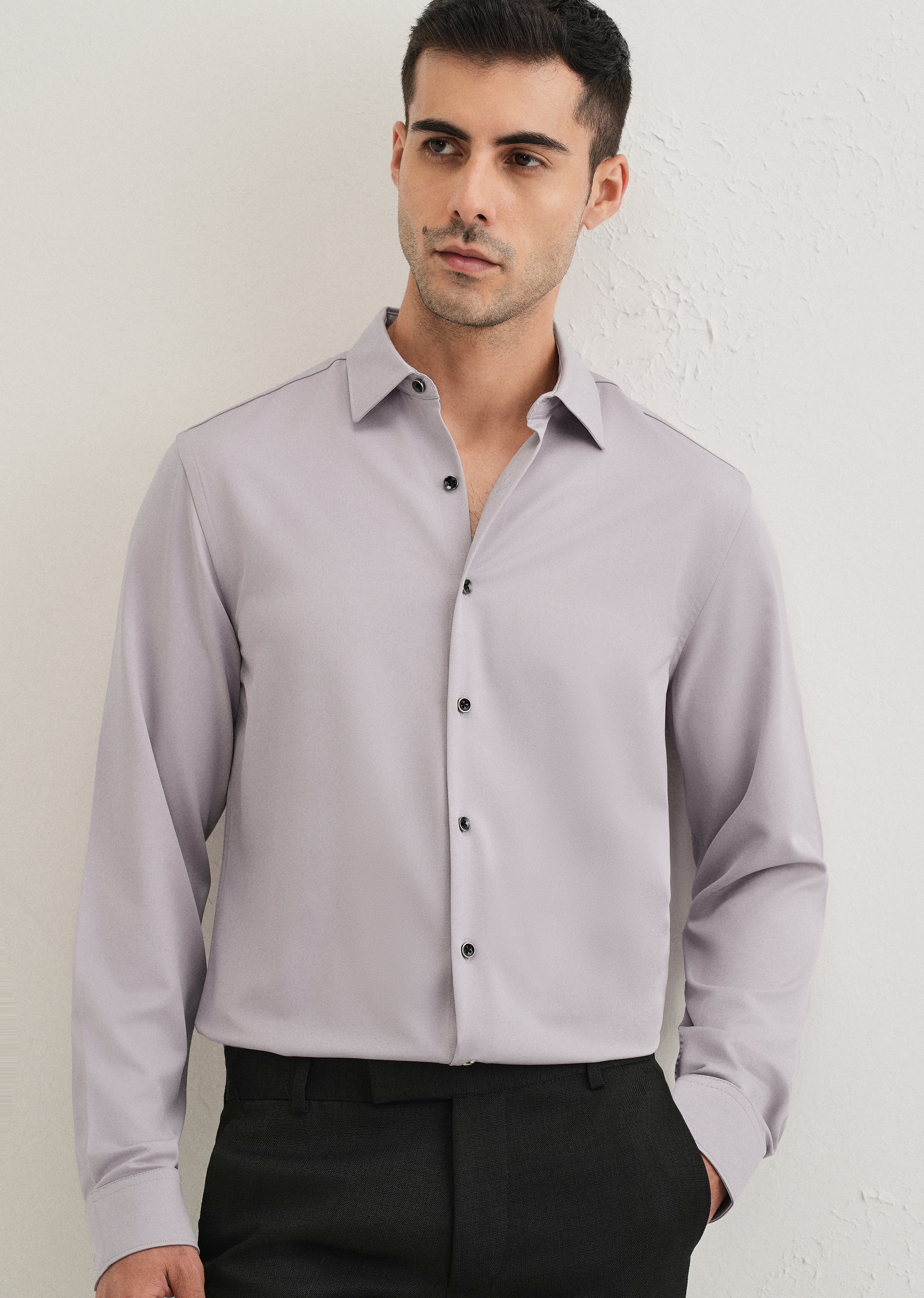Pastel Purple Wrinkle Free Plain Shirt