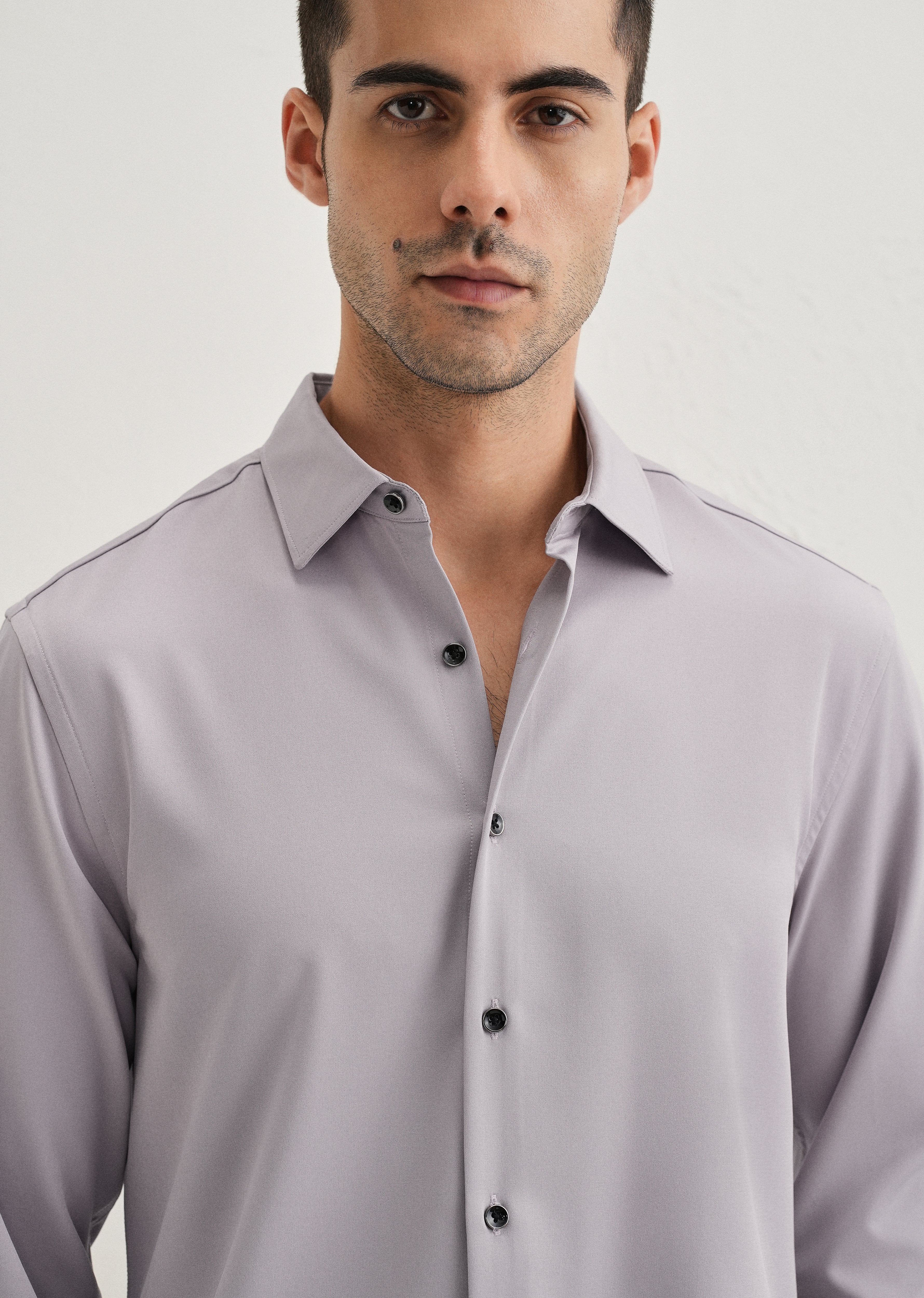 Pastel Purple Wrinkle Free Plain Shirt