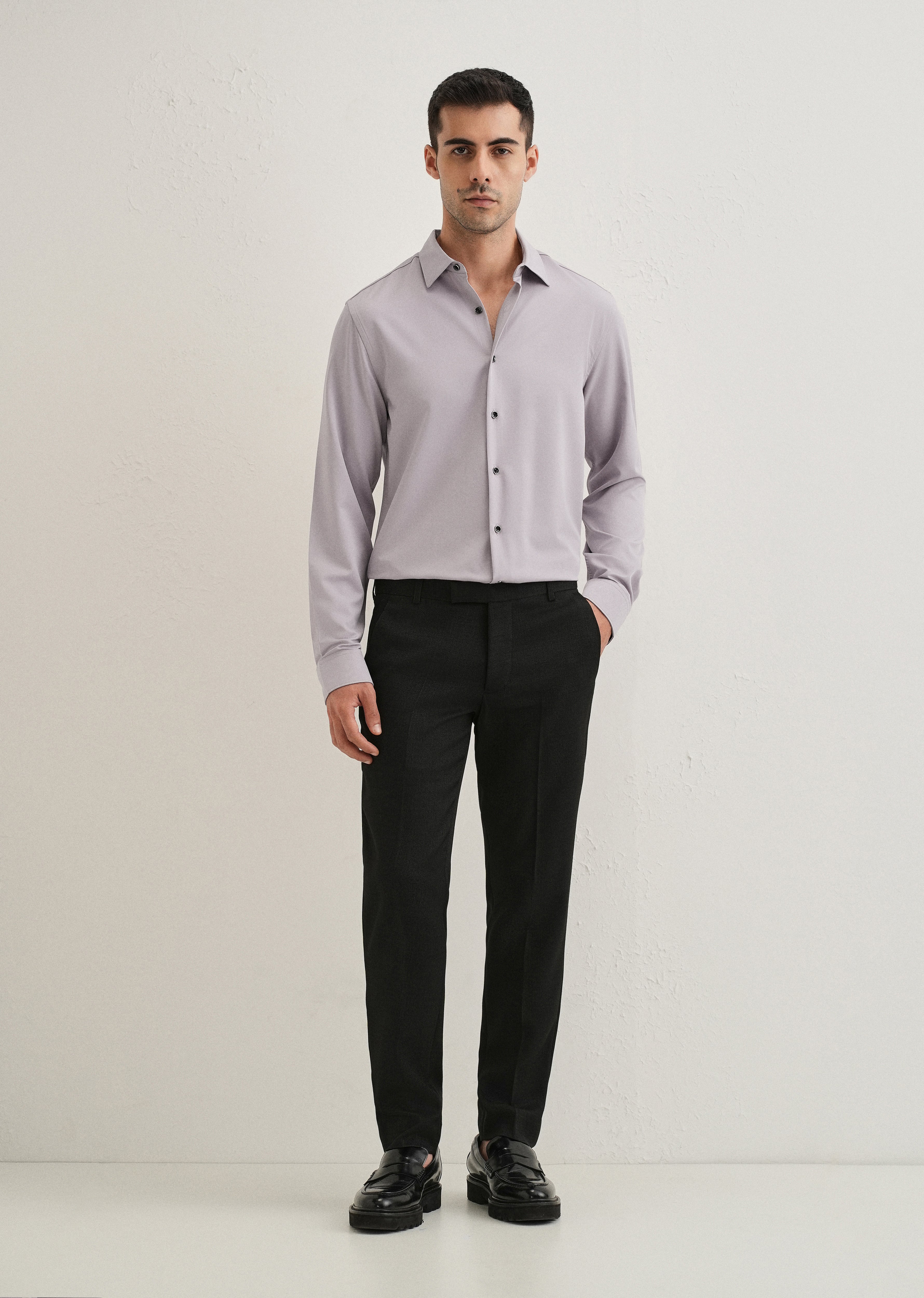 Pastel Purple Wrinkle Free Plain Shirt