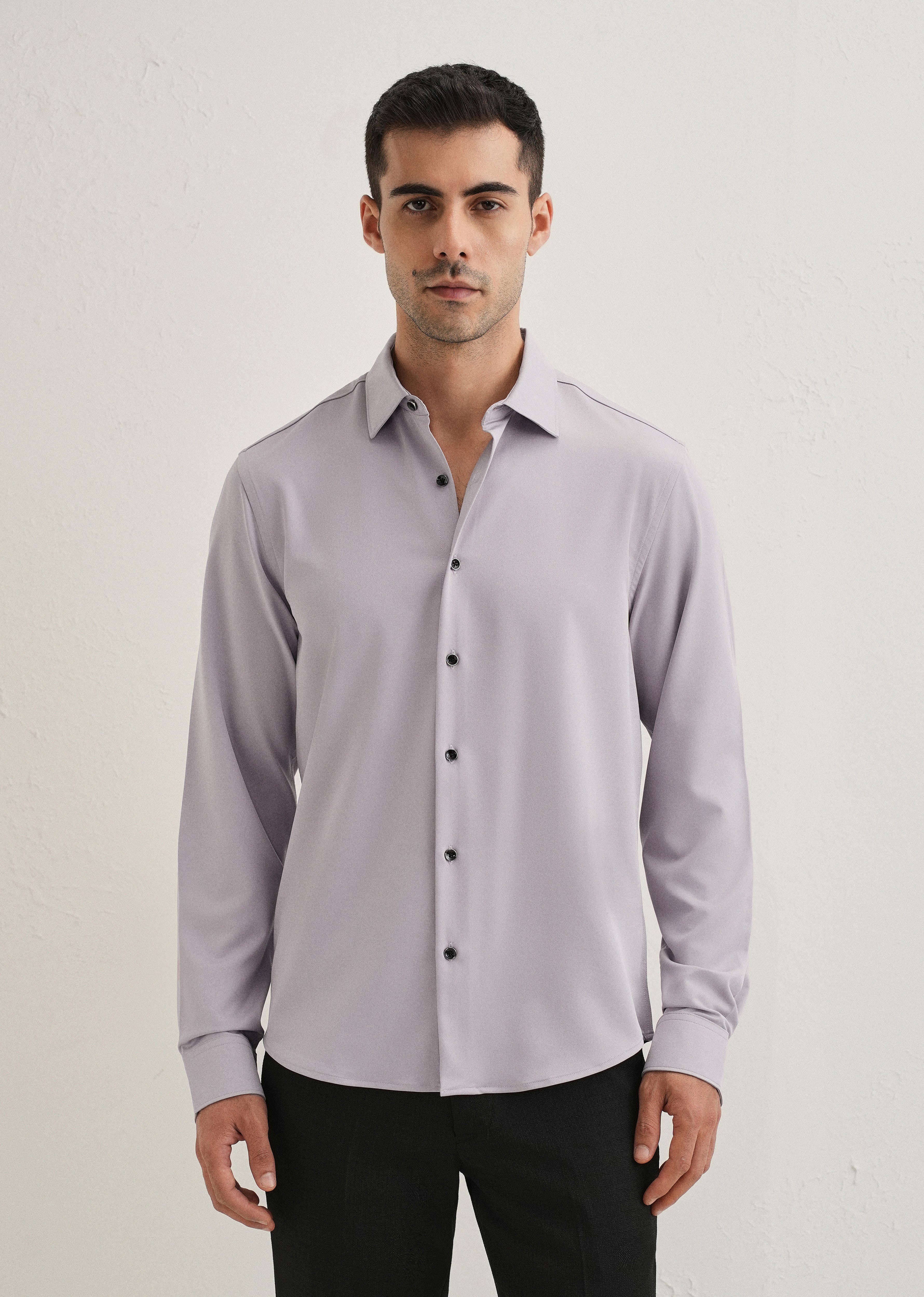 Pastel Purple Wrinkle Free Plain Shirt