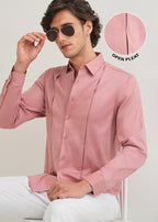 Peach Front Panel Open Pleat Shirt