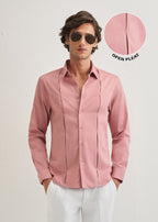 Peach Front Panel Open Pleat Shirt