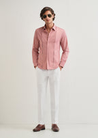 Peach Front Panel Open Pleat Shirt