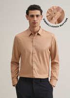 Peach Plain Stitchless Placket Shirt