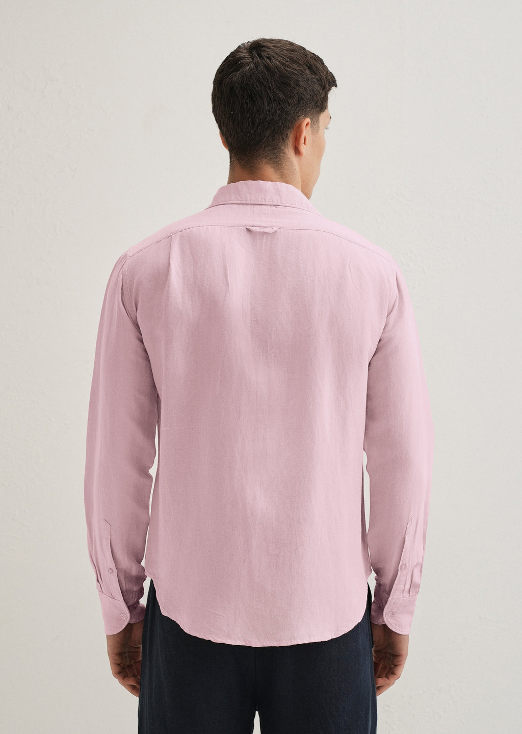 Pink Plain Linen Viscose Shirt
