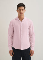 Pink Plain Linen Viscose Shirt