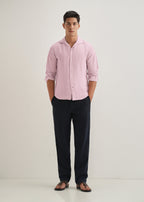 Pink Plain Linen Viscose Shirt